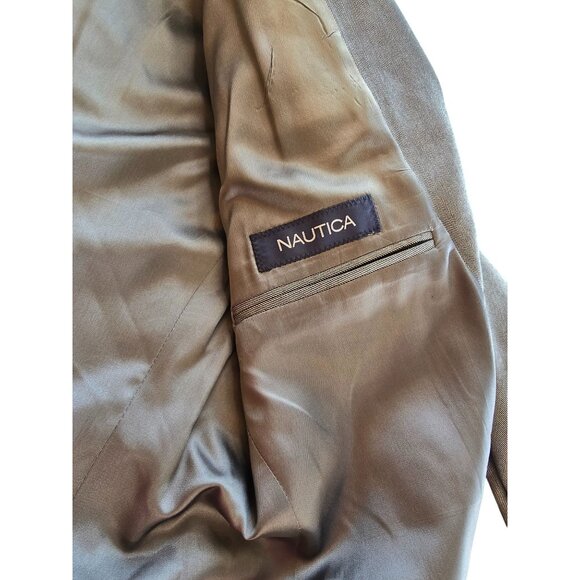 Nautica Mens Wool Blazer 44R Gray Herringbone Pattern - Picture 12 of 13